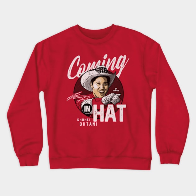 Shohei Ohtani Los Angeles A Coming In Hat Crewneck Sweatshirt by Jesse Gorrell